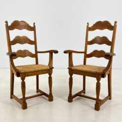 Ąžuolo krėslai su pintomis sėdimosiomis 2 vnt. kompl. 52x61,5x107 cm, 46 cm