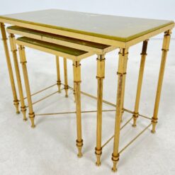 Žalvario lizdiniai staliukai su onikso imitacija 3 vnt. kompl. 31x60x46 cm