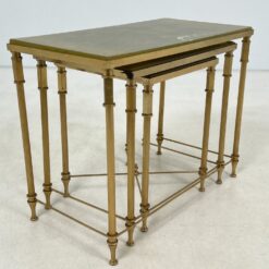 Žalvario lizdiniai staliukai su onikso imitacija 3 vnt. kompl. 31x60x46 cm