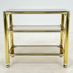 Metalinio rėmo trijų aukštų serviravimo staliukas su stiklu 42x82x74 cm