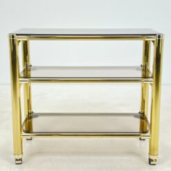 Metalinio rėmo trijų aukštų serviravimo staliukas su stiklu 42x82x74 cm