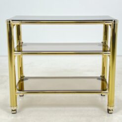 Metalinio rėmo trijų aukštų serviravimo staliukas su stiklu 42x82x74 cm