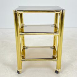 Metalinio rėmo trijų aukštų serviravimo staliukas su stiklu 42x51,5x74 cm