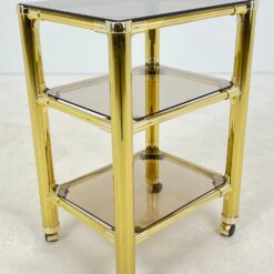 Metalinio rėmo trijų aukštų serviravimo staliukas su stiklu 42×51,5×74 cm