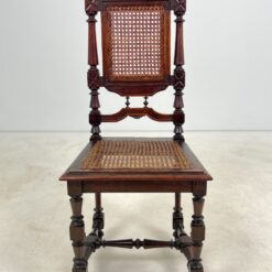 Senovinė drožinėta ąžuolinė kėdė su ratanu 50x46x109 cm, 47 cm