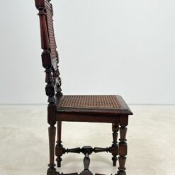 Senovinė drožinėta ąžuolinė kėdė su ratanu 50x46x109 cm, 47 cm