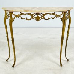 Žalvarinio rėmo konsolė marmuriniu stalviršiumi 28x92x77 cm
