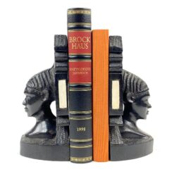 Mediniai knygų laikikliai su afrikiečių biustais 2 vnt. kompl. 13×9,5×21 cm