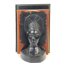 Mediniai knygų laikikliai su afrikiečių biustais 2 vnt. kompl. 13×9,5×21 cm