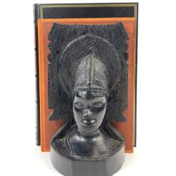 Mediniai knygų laikikliai su afrikiečių biustais 2 vnt. kompl. 13×9,5×21 cm