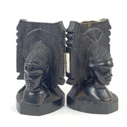 Mediniai knygų laikikliai su afrikiečių biustais 2 vnt. kompl. 13×9,5×21 cm