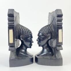 Mediniai knygų laikikliai su afrikiečių biustais 2 vnt. kompl. 13×9,5×21 cm