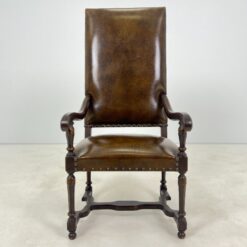 Ąžuolinio rėmo krėslas aukštu atlošu su eko oda 77x61x129 cm, 49 cm