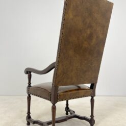 Ąžuolinio rėmo krėslas aukštu atlošu su eko oda 77x61x129 cm, 49 cm