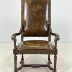 Ąžuolinio rėmo krėslas aukštu atlošu su eko oda 77x61x129 cm, 49 cm