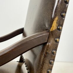 Ąžuolinio rėmo krėslas aukštu atlošu su eko oda 77x61x129 cm, 49 cm