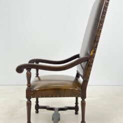 Ąžuolinio rėmo krėslas aukštu atlošu su eko oda 77x61x129 cm, 49 cm