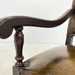 Ąžuolinio rėmo krėslas aukštu atlošu su eko oda 77x61x129 cm, 49 cm