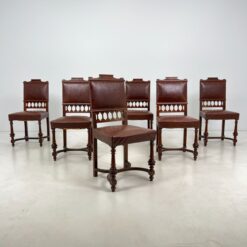 Raudonmedžio kėdės su eko oda 6 vnt. komplektas 54x50x100,5 cm, 51 cm