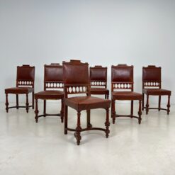 Raudonmedžio kėdės su eko oda 6 vnt. komplektas 54x50x100,5 cm, 51 cm