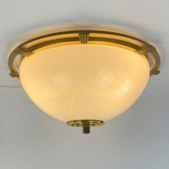 Žalvarinis kabinamas Fischer Leuchten šviestuvas stiklo gaubtu 54x54x24 cm