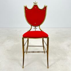 Žalvarinė kėdė su raudonos spalvos veliūru 44x39x96,5 cm, 50 cm
