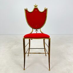 Žalvarinė kėdė su raudonos spalvos veliūru 44x39x96,5 cm, 50 cm