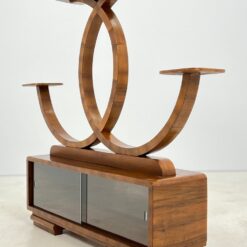 Art Deco pastatoma riešutmedžio lentyna 30x136x119 cm