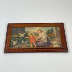 Printas medžio rėme su stiklu “Švč. Mergelė Marija su Jėzumi” 1,5x44x25 cm