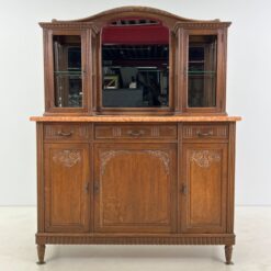 Ąžuolinis bufetas su veidrodžiu ir akmeniniu stalviršiumi 57x145x193 cm