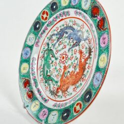 Kiniška Makao porcelianinė lėkštė su drakonų atvaizdu 26,5×26,5×3 cm