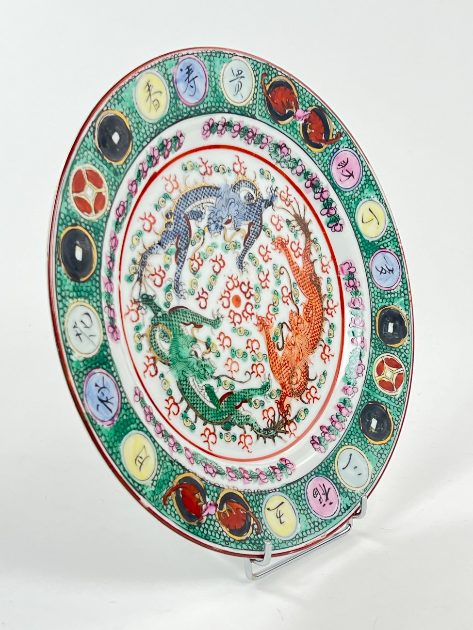 HL0260-servizu-dalys-4 Kiniška Makao porcelianinė lėkštė su drakonų atvaizdu 26,5×26,5×3 cm