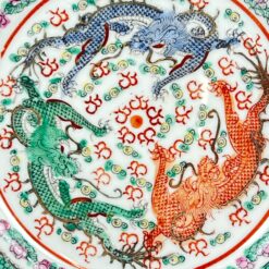 Kiniška Makao porcelianinė lėkštė su drakonų atvaizdu 26,5×26,5×3 cm