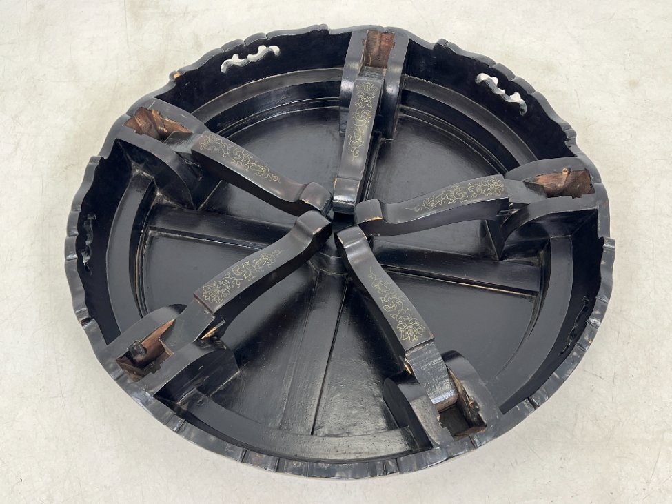 HL0264-stalai-11 Rytietiškas sulankstomas staliukas su akmens dekoracijomis 91x91x43 cm