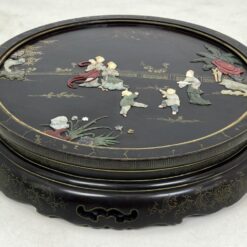 Rytietiškas sulankstomas staliukas su akmens dekoracijomis 91x91x43 cm