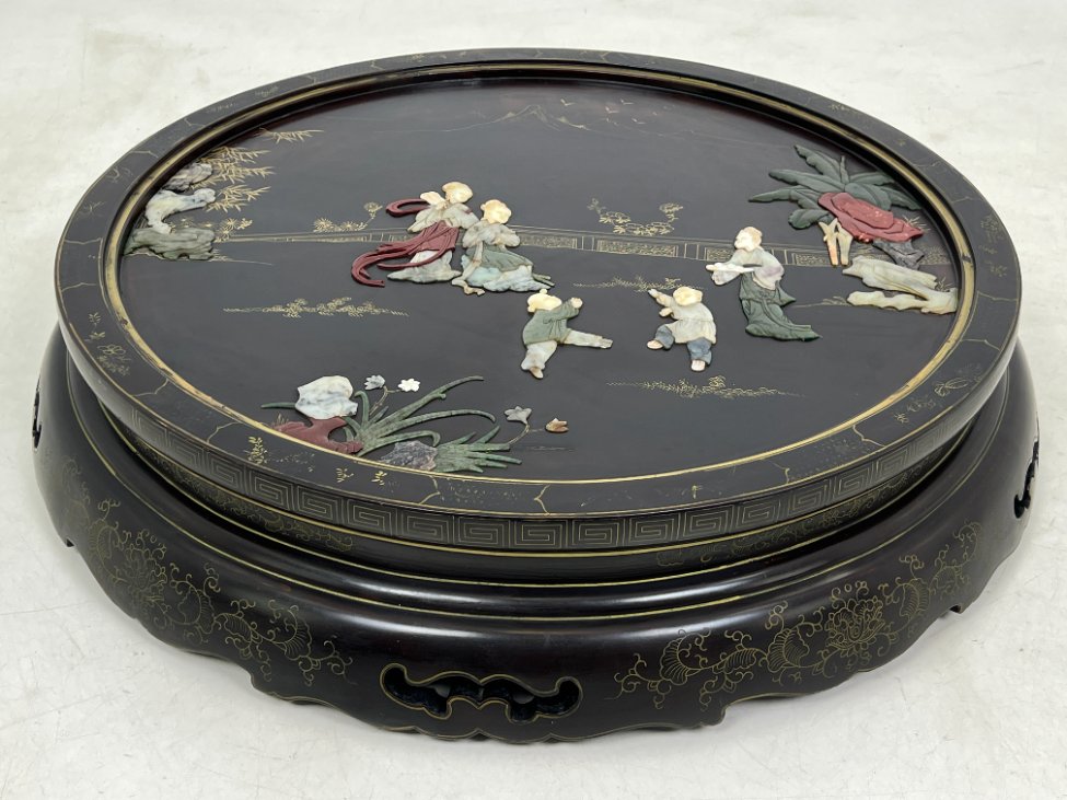 HL0264-stalai-12 Rytietiškas sulankstomas staliukas su akmens dekoracijomis 91x91x43 cm