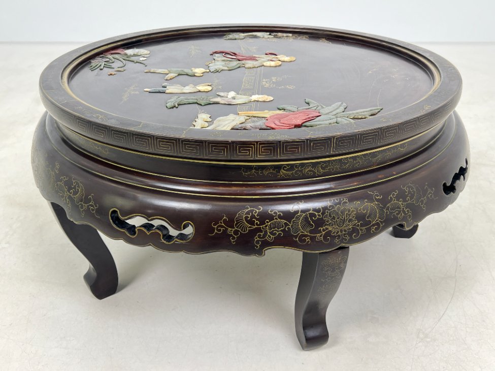 HL0264-stalai-4 Rytietiškas sulankstomas staliukas su akmens dekoracijomis 91x91x43 cm