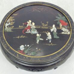 Rytietiškas sulankstomas staliukas su akmens dekoracijomis 91x91x43 cm