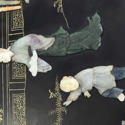 Rytietiškas sulankstomas staliukas su akmens dekoracijomis 91x91x43 cm