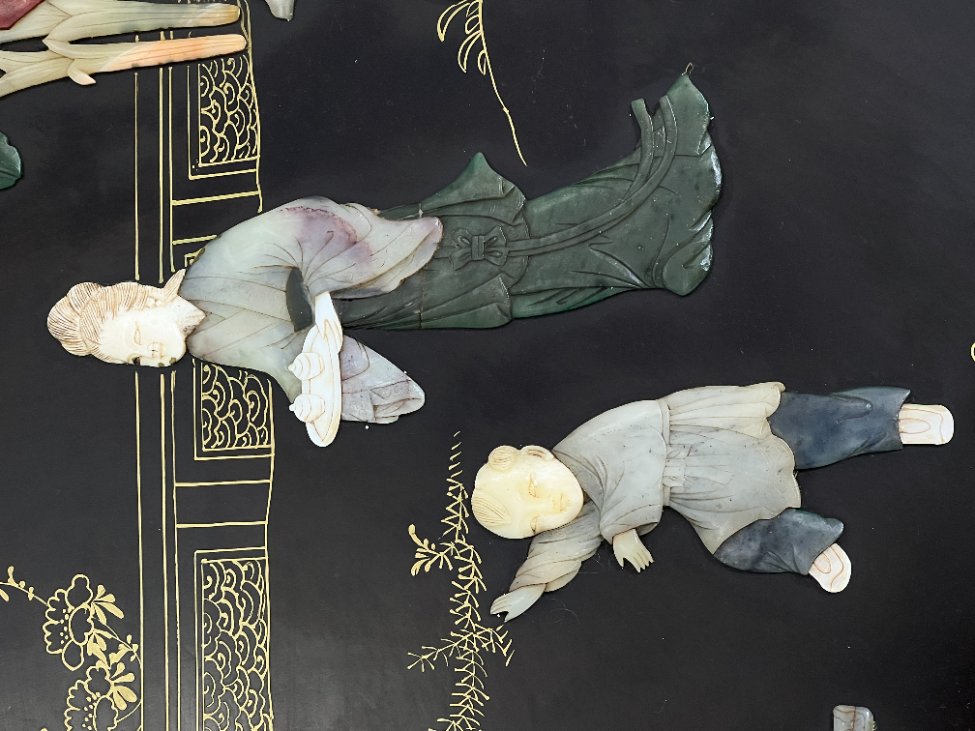 HL0264-stalai-6 Rytietiškas sulankstomas staliukas su akmens dekoracijomis 91x91x43 cm