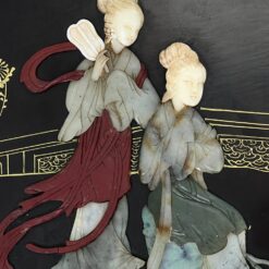 Rytietiškas sulankstomas staliukas su akmens dekoracijomis 91x91x43 cm