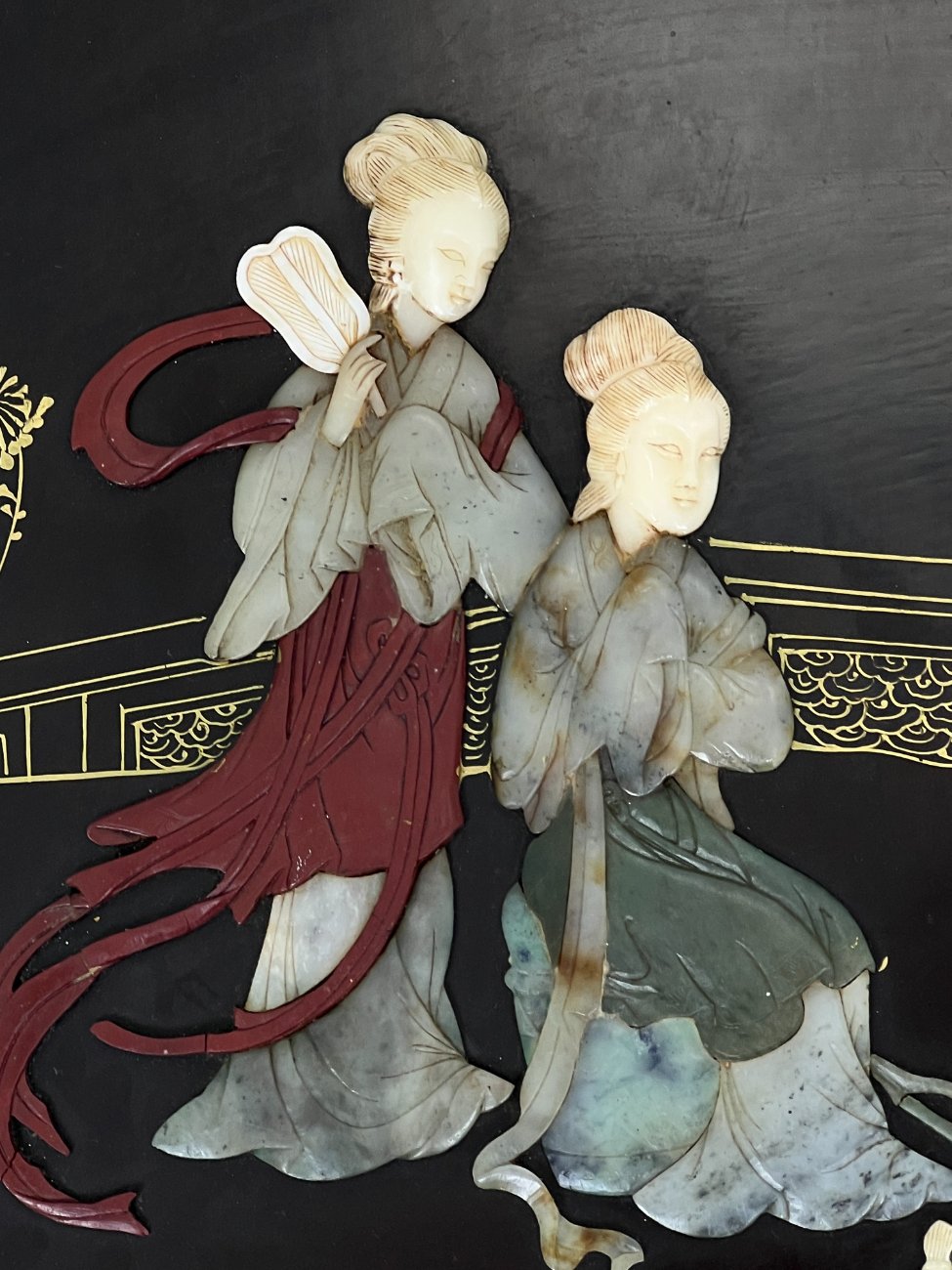 HL0264-stalai-8 Rytietiškas sulankstomas staliukas su akmens dekoracijomis 91x91x43 cm