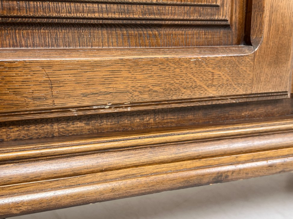 HL0267-spintos-18 Ilga ąžuolinė penkių durų ir trijų stalčių spinta 60x295x187 cm