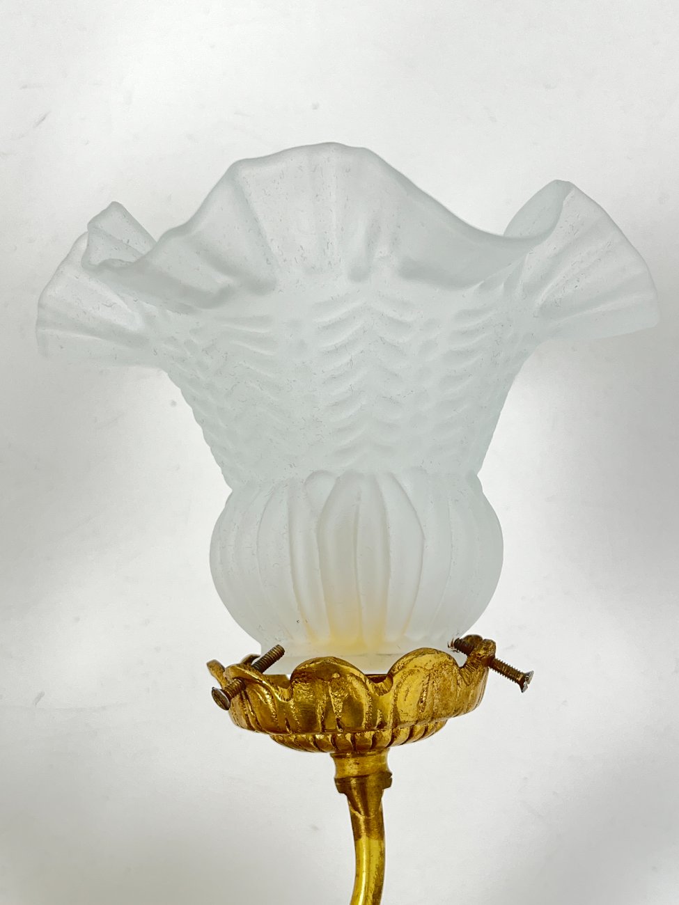 HM0785-sieniniai-sviestuvai-6 Sieniniai žalvariniai dviejų šakų šviestuvai stiklo gaubtais “Angelas” 2 vnt. komplektas 23x39x84 cm