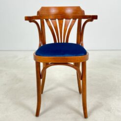 Medinis krėslas mėlynos spalvos gobeleno sėdimąja dalimi 47x51x78 cm, 49 cm