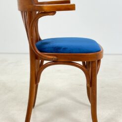 Medinis krėslas mėlynos spalvos gobeleno sėdimąja dalimi 47x51x78 cm, 49 cm