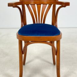 Medinis krėslas mėlynos spalvos gobeleno sėdimąja dalimi 47x51x78 cm, 49 cm