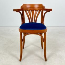 Medinis krėslas mėlynos spalvos gobeleno sėdimąja dalimi 47x51x78 cm, 49 cm