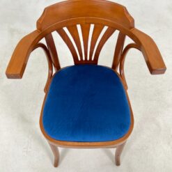 Medinis krėslas mėlynos spalvos gobeleno sėdimąja dalimi 47x51x78 cm, 49 cm