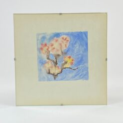 Įstiklintas akvarele tapytas darbas "Vyšnios žydėjimas" 1x20x20x cm